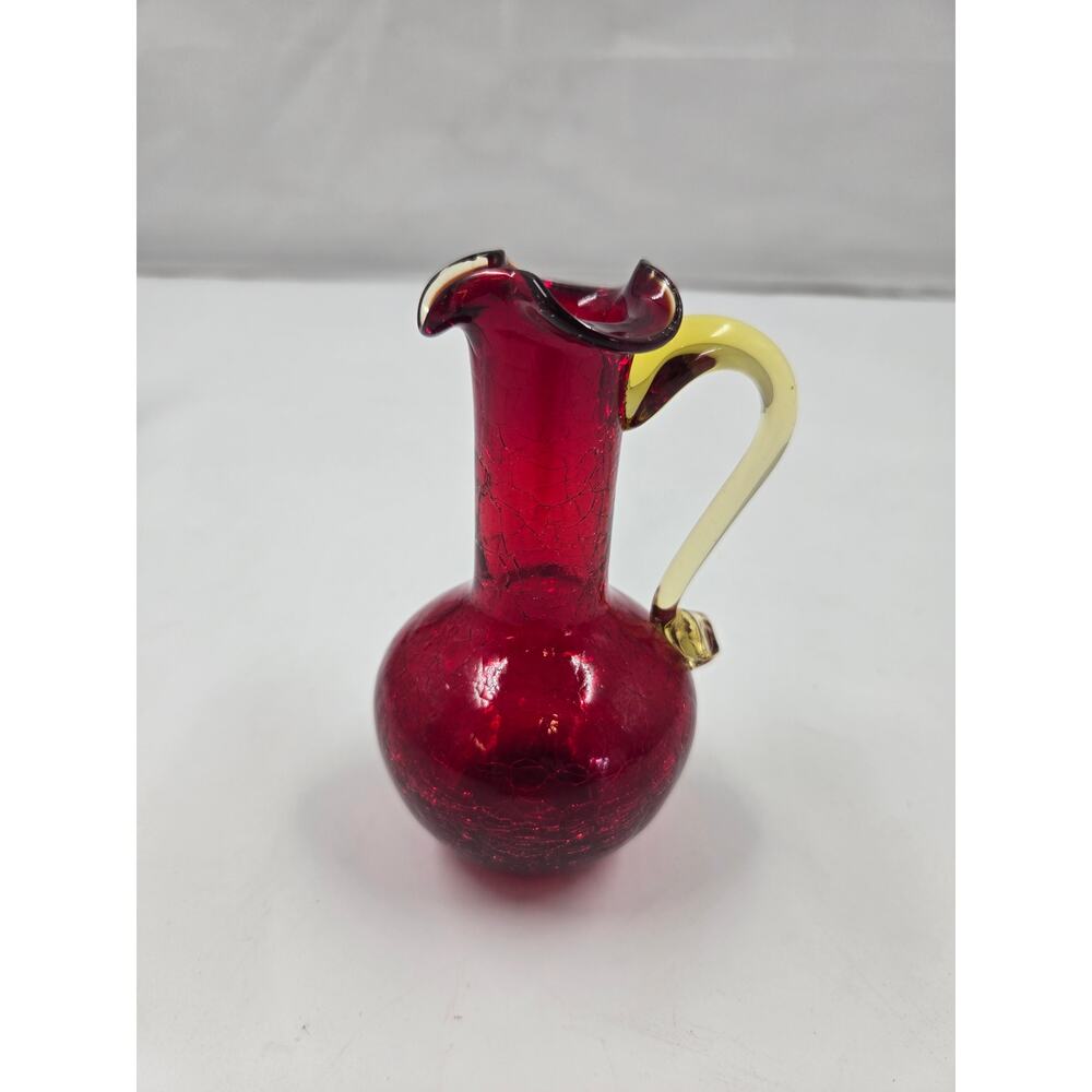 Amberina red crackle pitcher